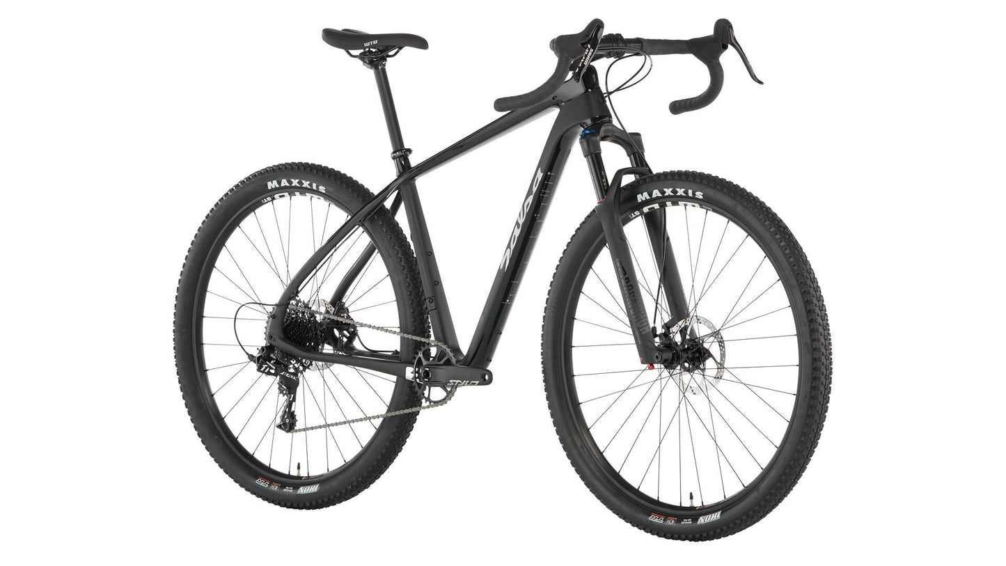 Salsa Cutthroat Apex 1 Sus bike black color front three-quarter view