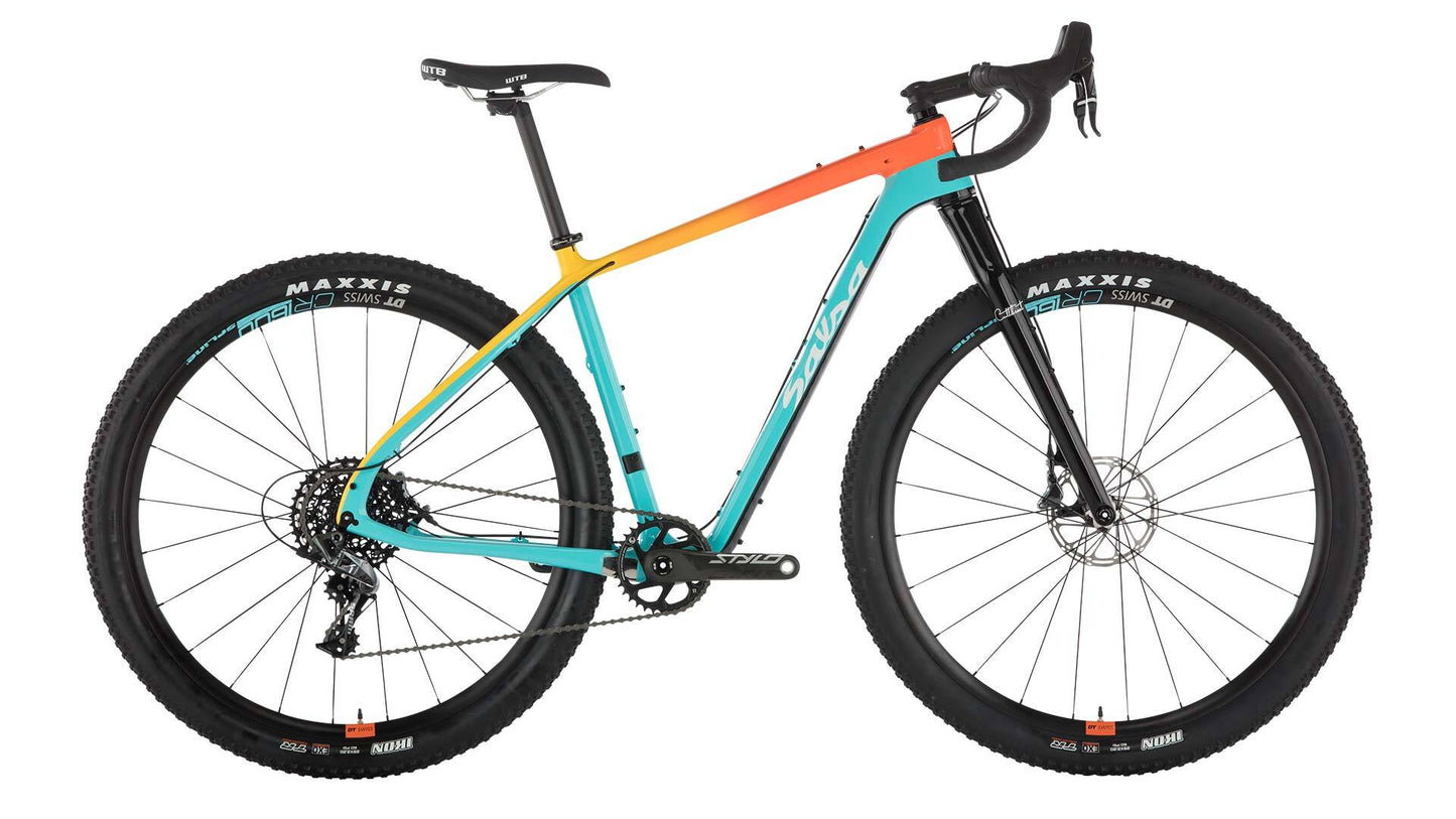 Salsa Cutthroat Force 1 bike blue and orange color side view