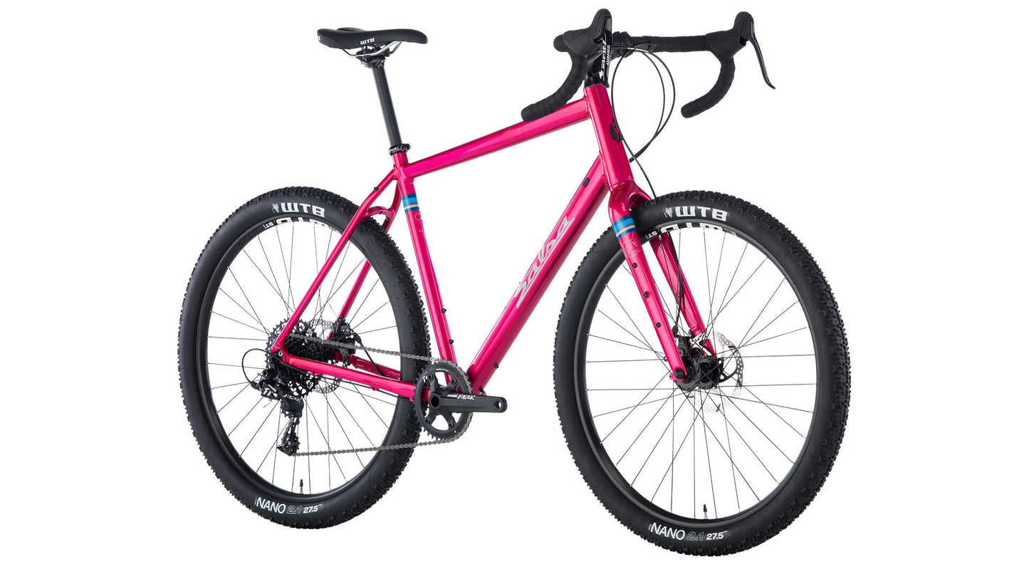 Salsa Journeyman Apex 650b bike pink front three-quarter view