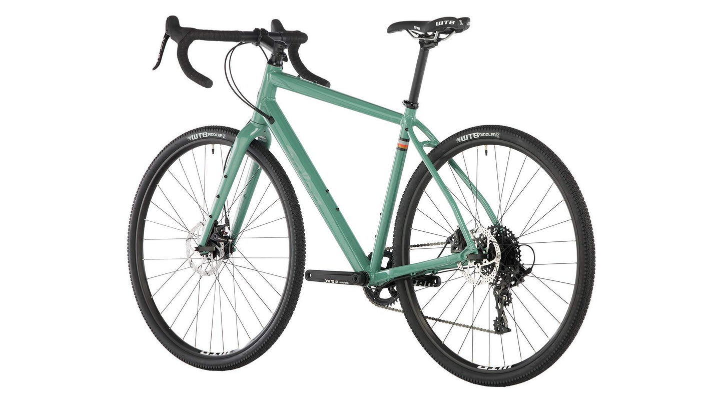 Salsa Journeyman Apex bike blue gray color rear three-quarter view