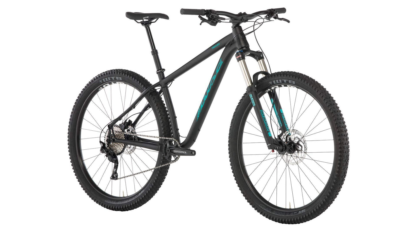 Salsa Timberjack Deore 29 bike black color front three-quarter view
