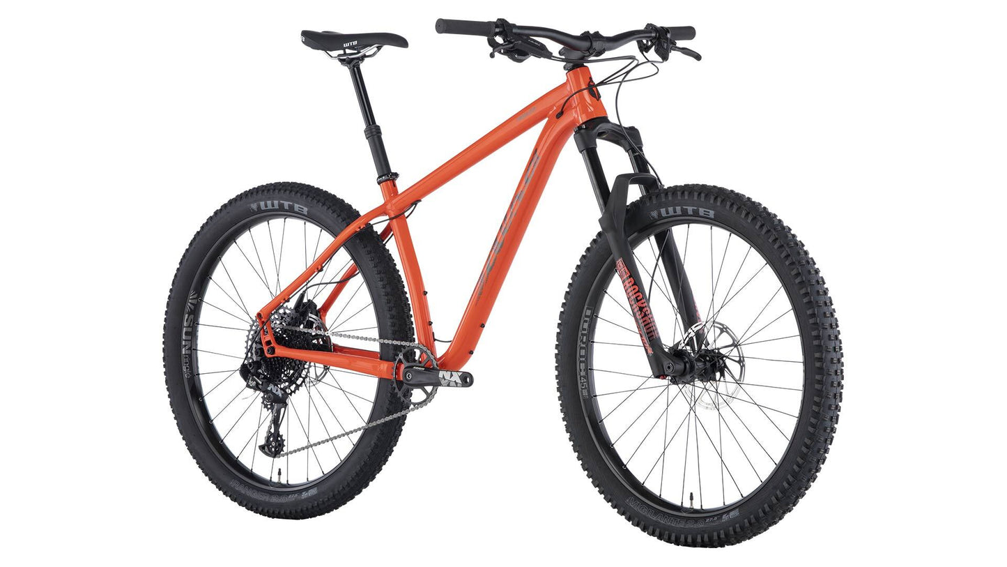 Salsa Timberjack NX Eagle 27.5 bike orange color front three-quarter view