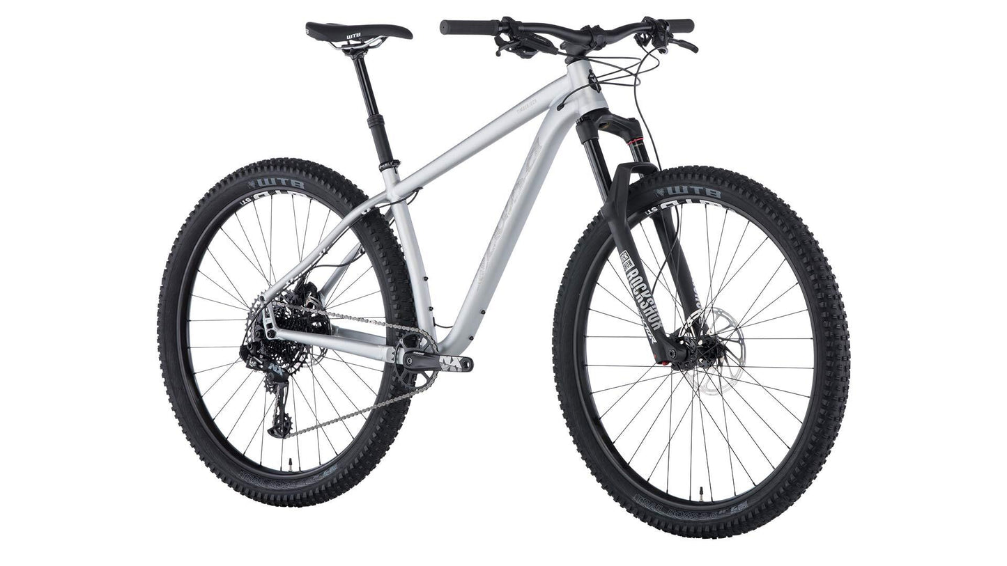 Salsa Timberjack NX Eagle 29 bike silver color front three-quarter view
