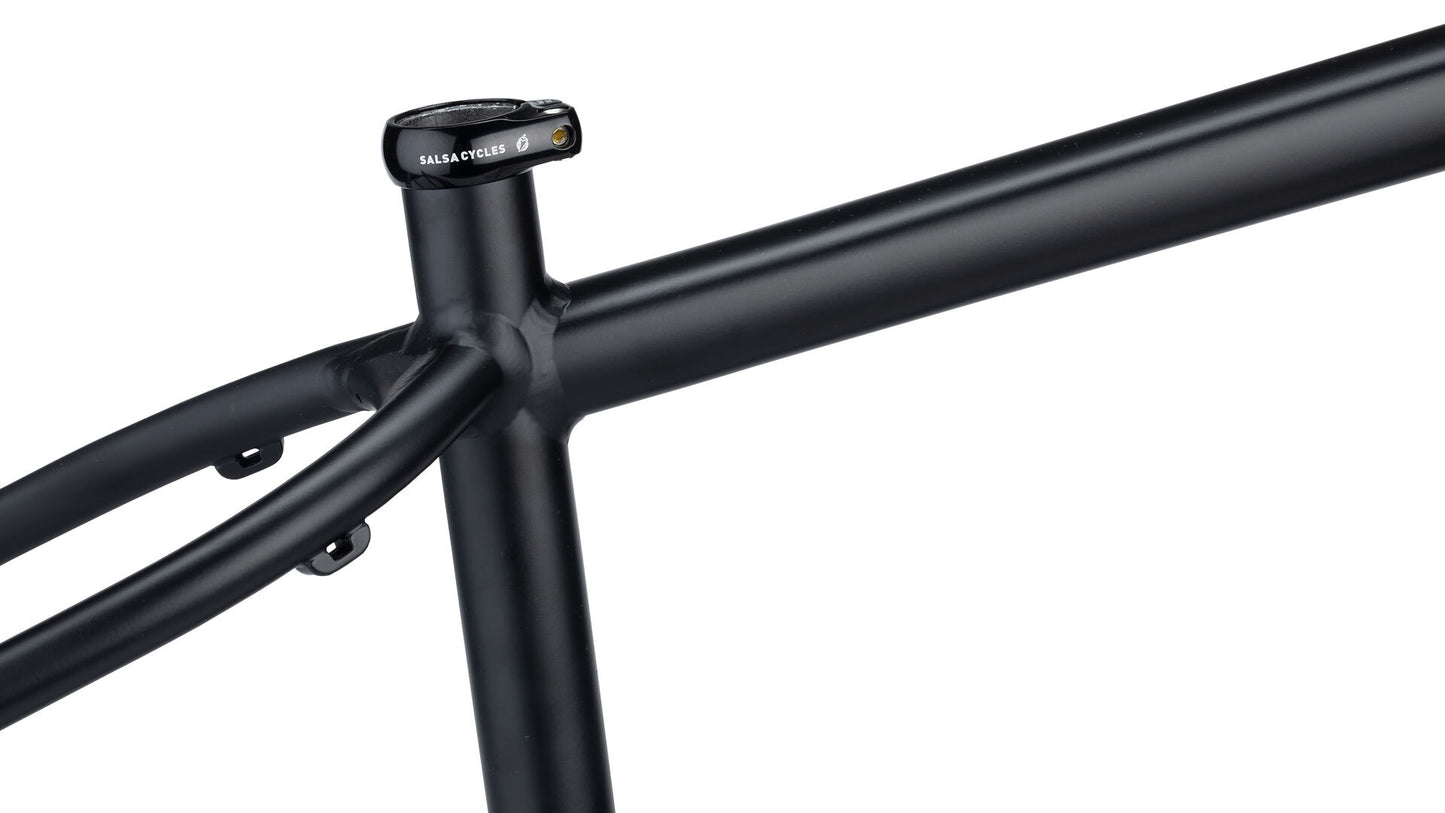 Salsa Timberjack frame black color top tube and seat tube area focus
