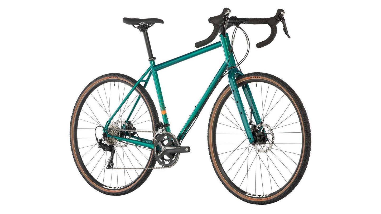 Salsa Vaya bike teal color front three-quarter view