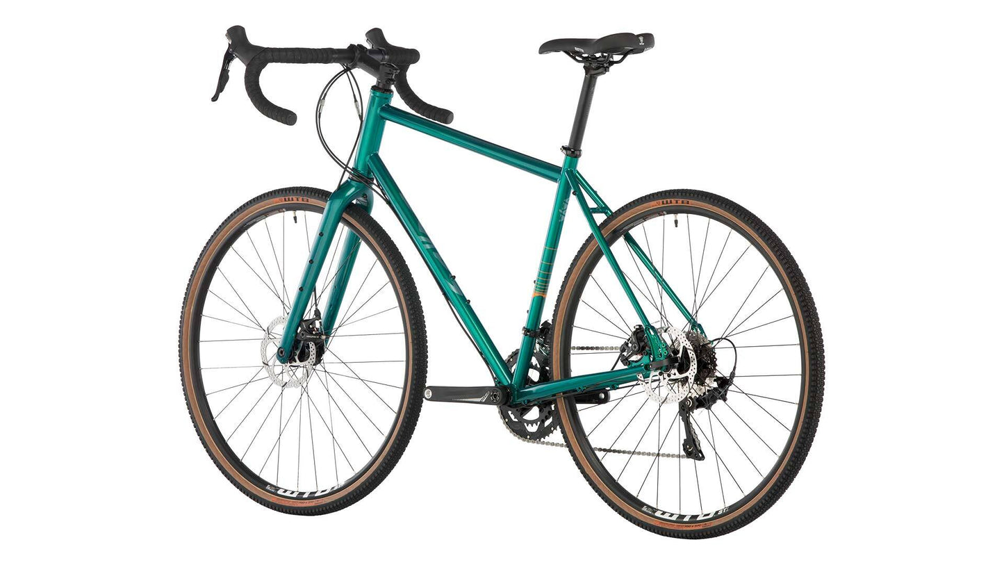 Salsa Vaya bike teal color rear three-quarter view