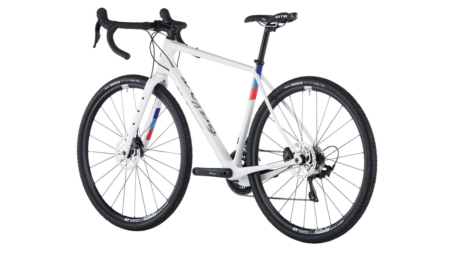 Salsa Warbird Carbon 105 bike white color rear three-quarter view