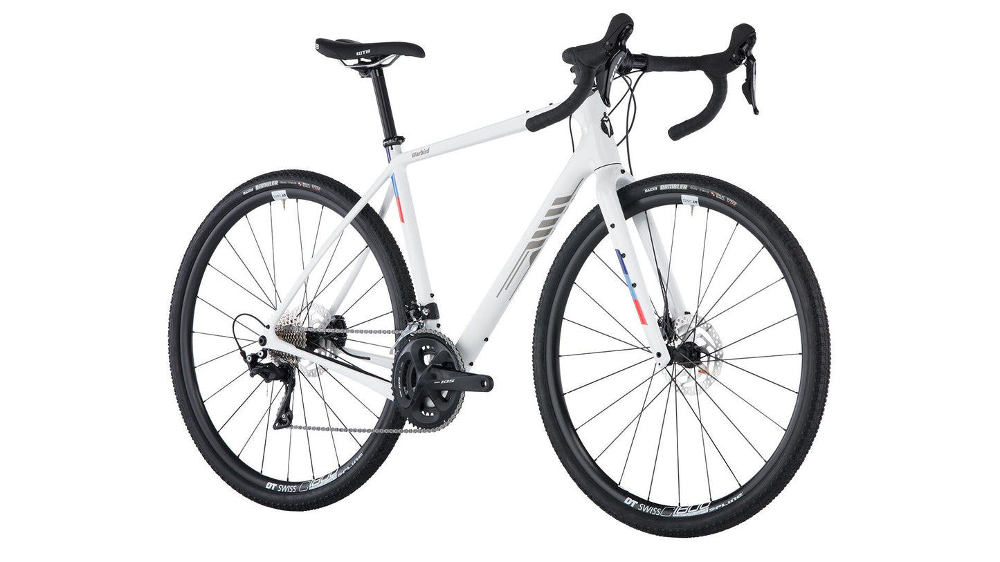 Salsa Warbird Carbon 105 bike white color front three-quarter view