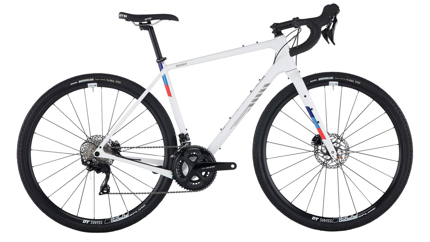 Salsa Warbird Carbon 105 bike white color side view