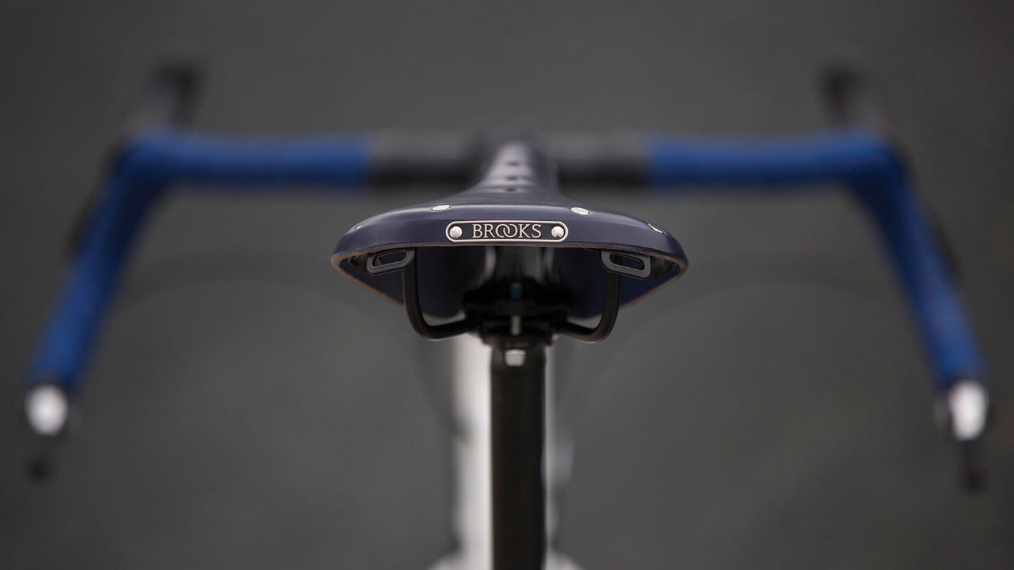 Salsa Marrakesh Drop Bar ACA bike white color blue Brooks saddle focus