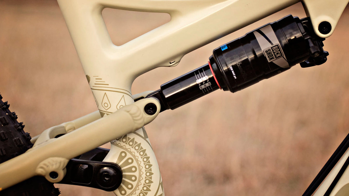 Salsa Deadwood carbon 29-plus full-suspension bike rear shock area focus