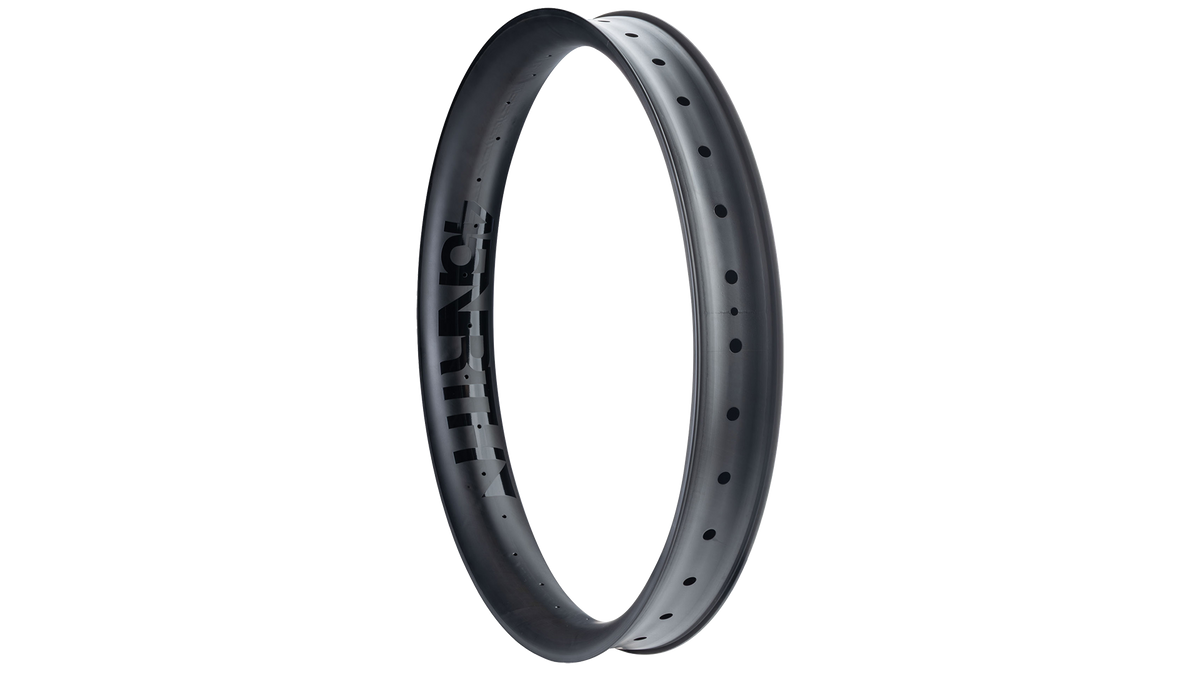 45nrth Levitas Fat Bike Rim - Black - three quarter view with 45nrth logo