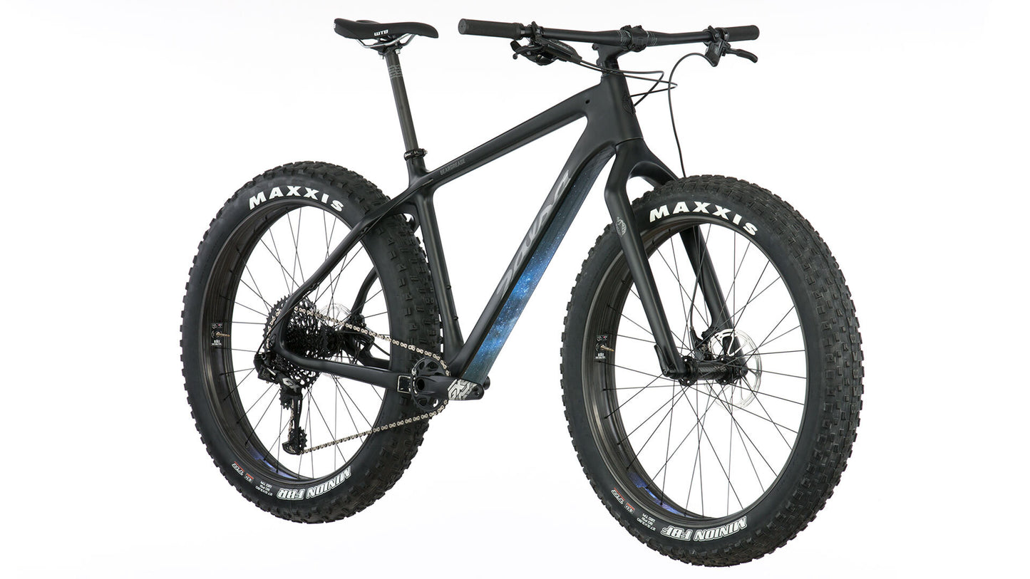 Salsa Beargrease Carbon GX Eagle 27.5 bike front three-quarter view carbon color