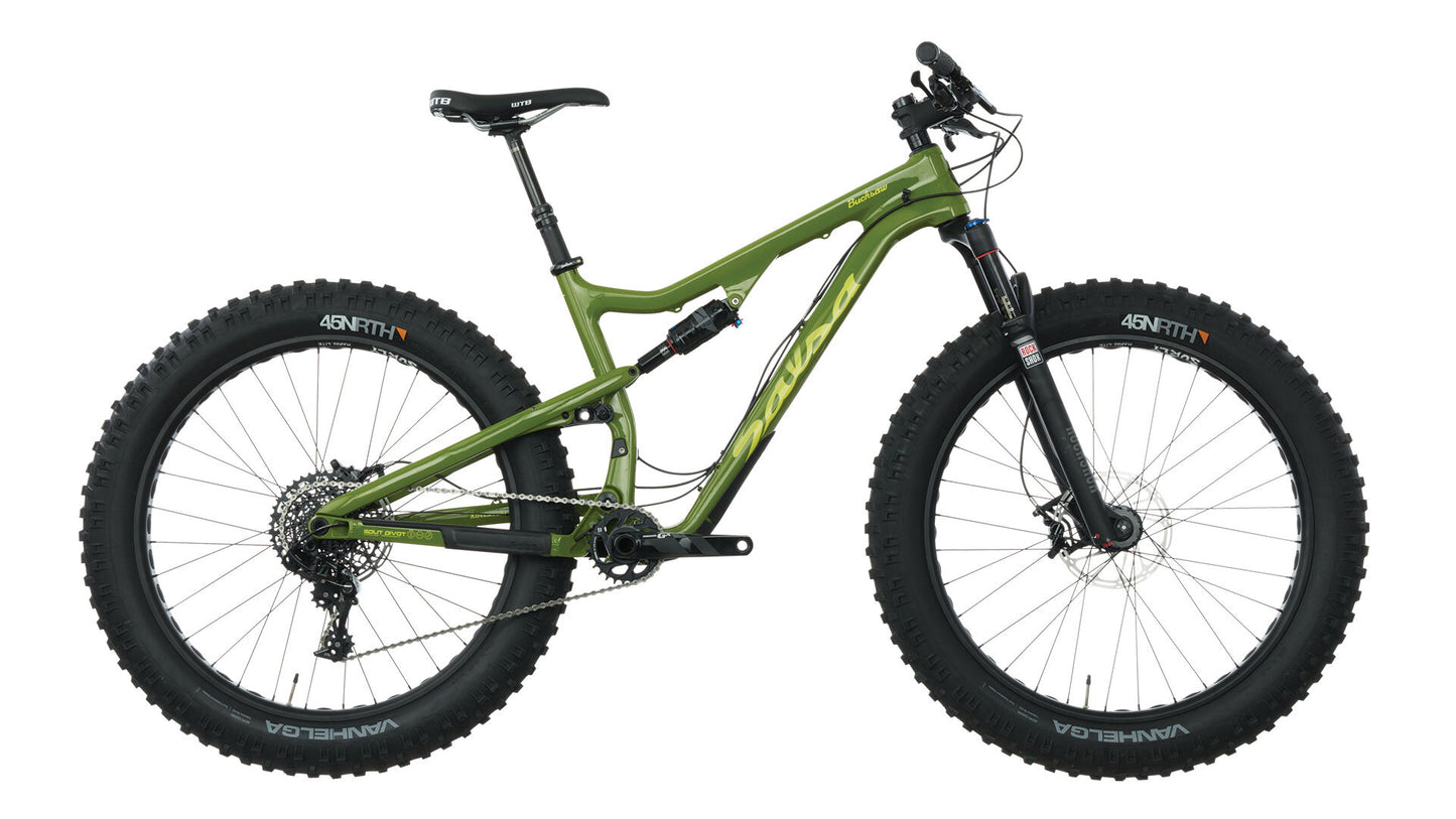 Salsa Bucksaw Carbon GX1 bike green color side view