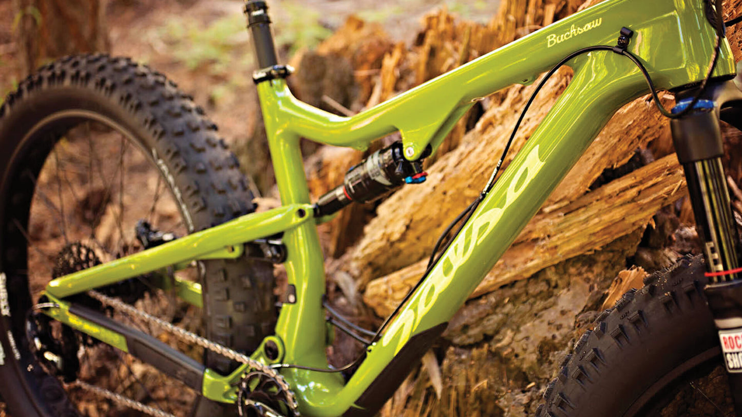 Salsa Bucksaw Carbon GX1 bike green color front three-quarter view outside