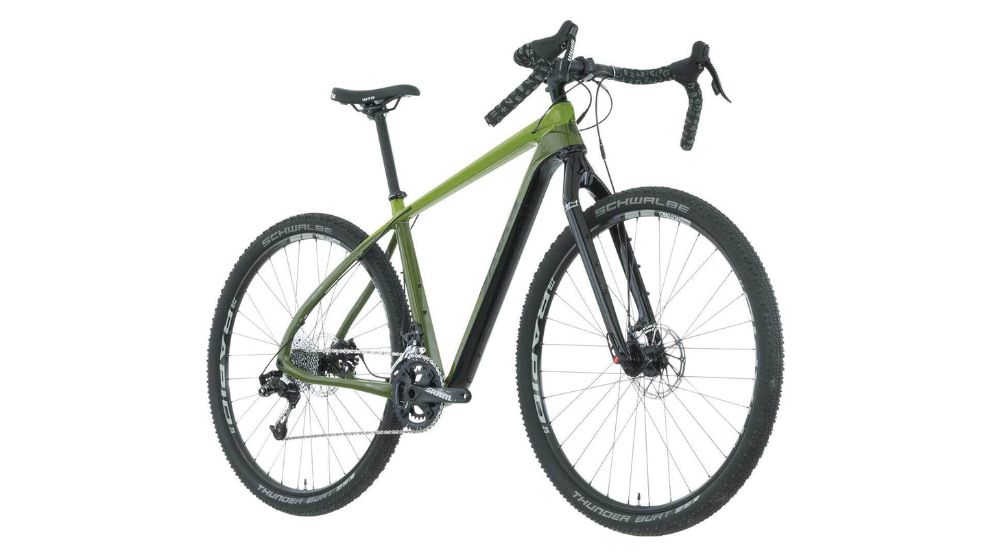 Salsa Cutthroat X9 bike green color front three-quarter view