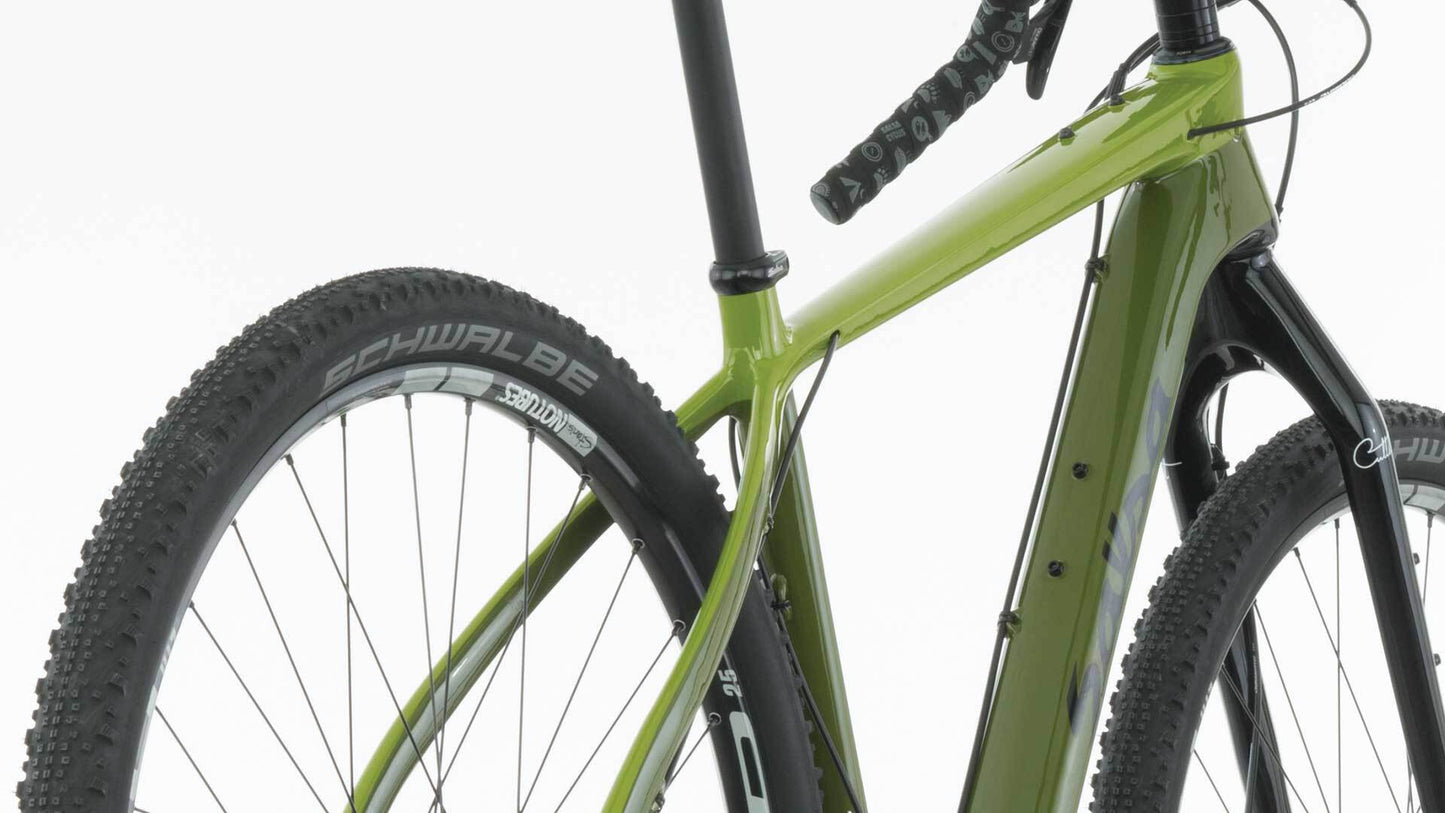 Salsa Cutthroat X9 bike green color rear three-quarter view