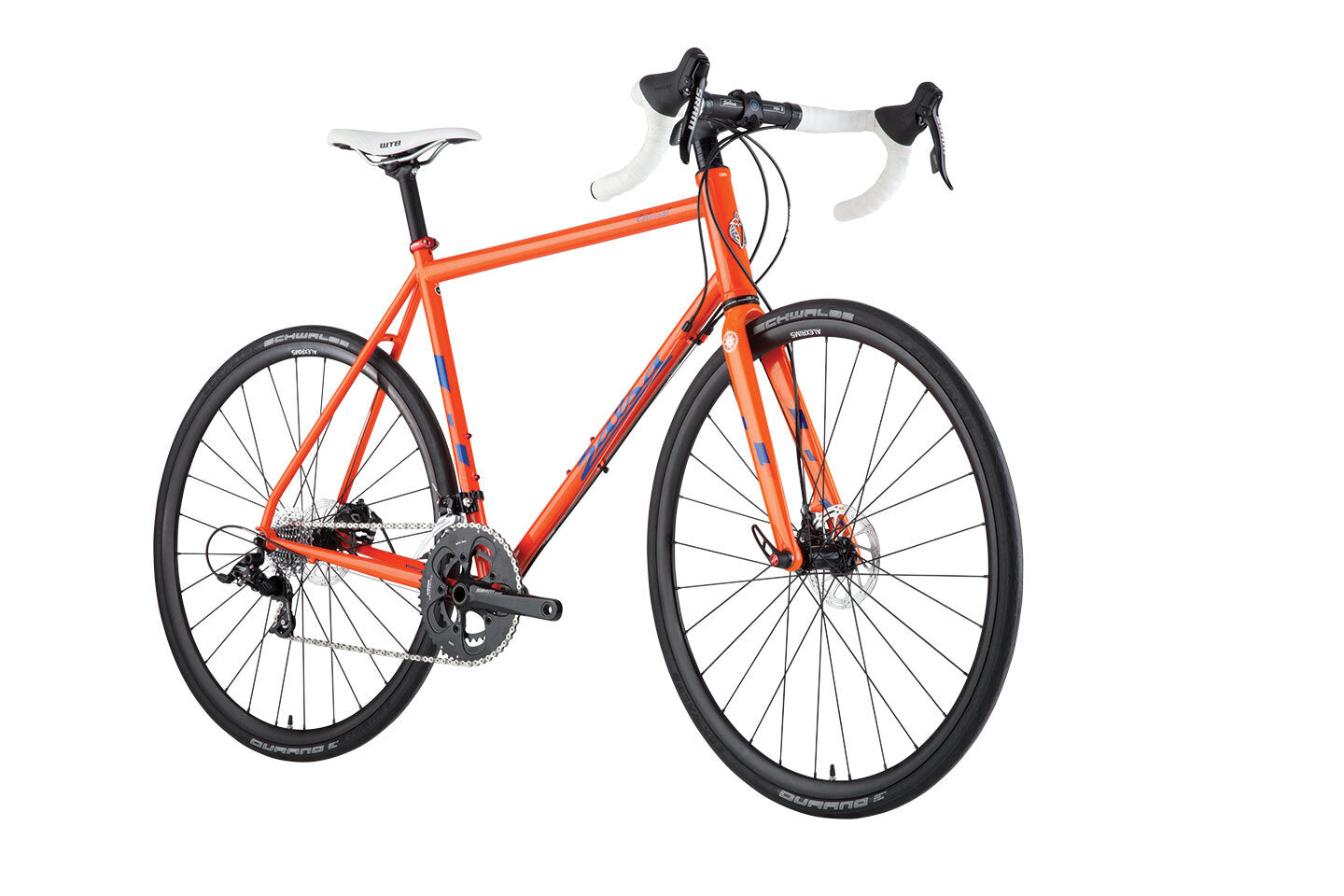 Salsa Colossal bike orange color front three-quarter view