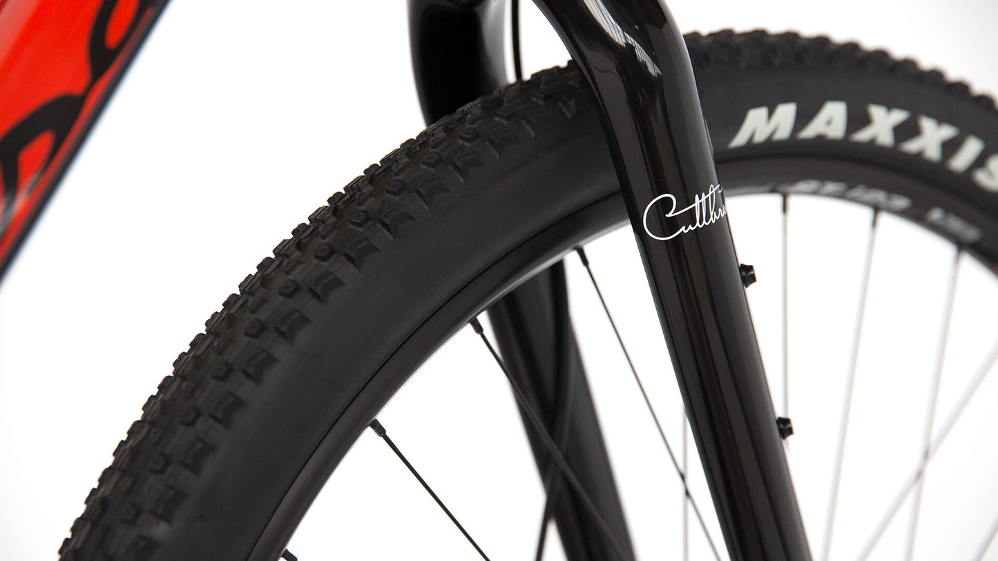 Salsa Cutthroat Carbon orange color bike fork area focus