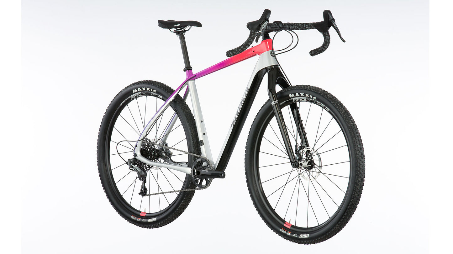 Salsa Cutthroat Force 1 bike silver red and black color front three-quarter view