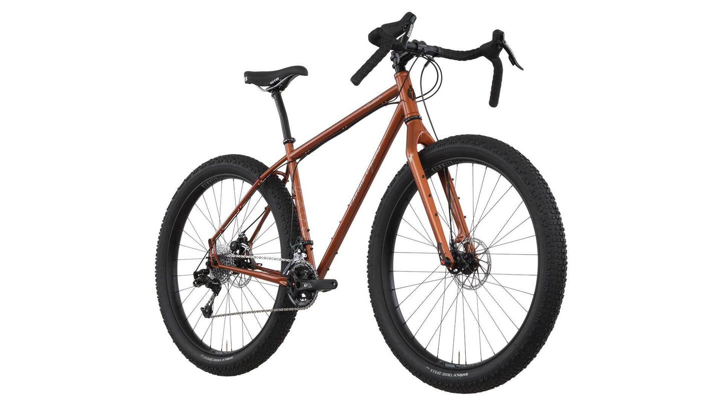 Salsa Deadwood steel 29-plus bike copper color front three-quarter view