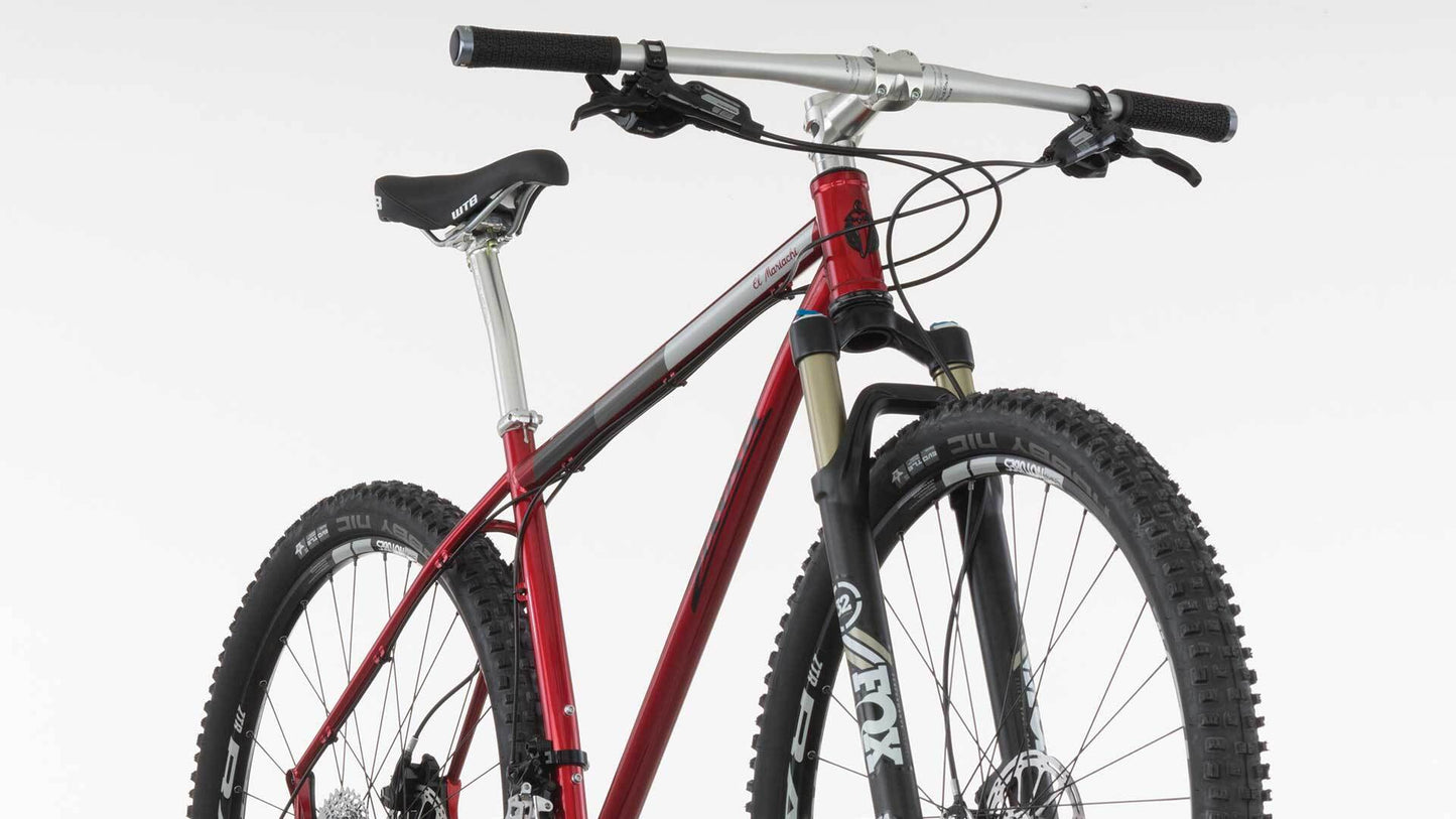 Salsa El Mariachi GX bike red front of bike focus