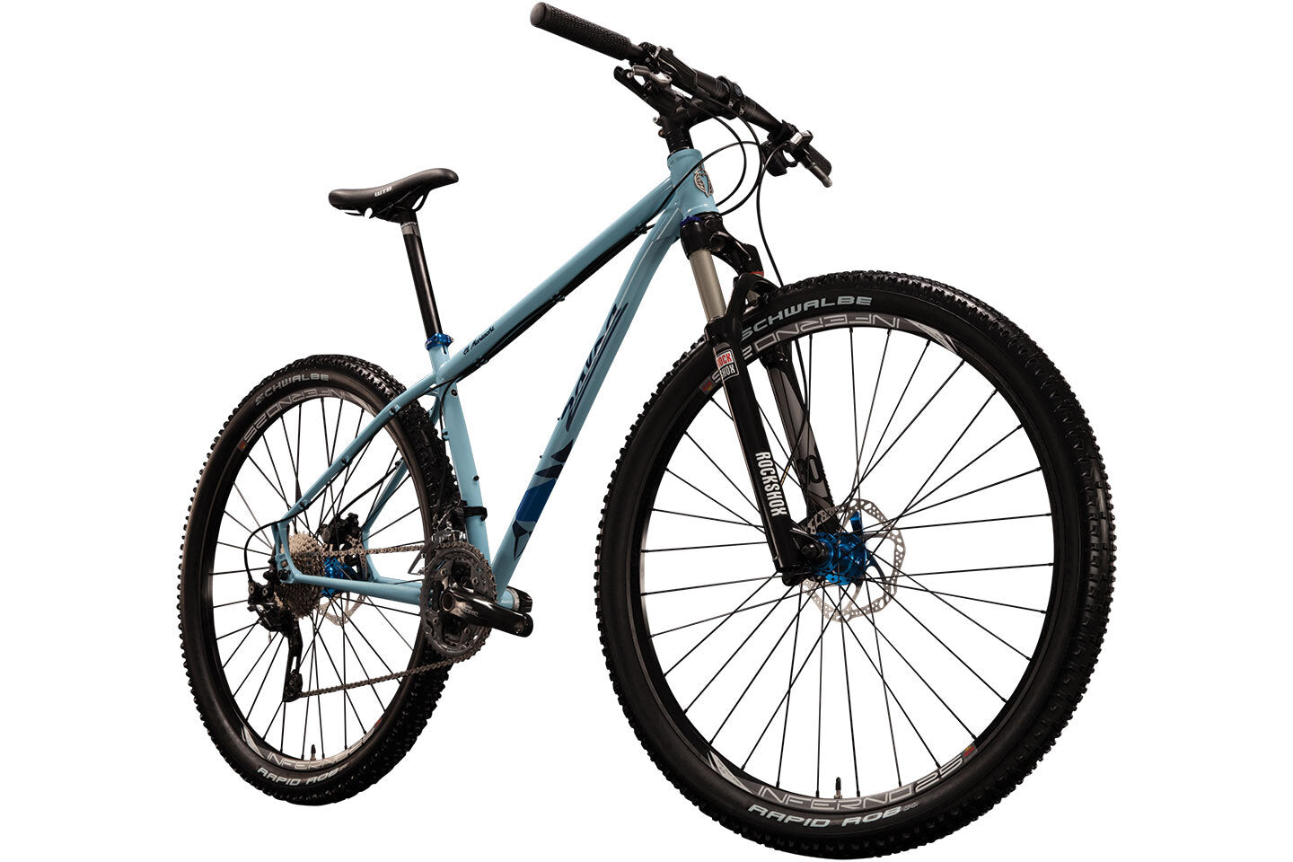 Salsa El Mariachi 3 bike light blue color front three-quarter view