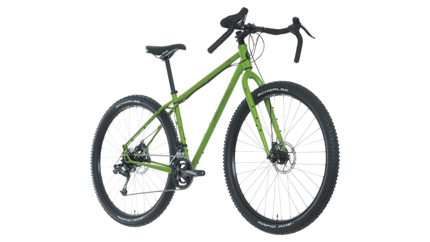 Salsa Fargo X7 bike green color front three-quarter view