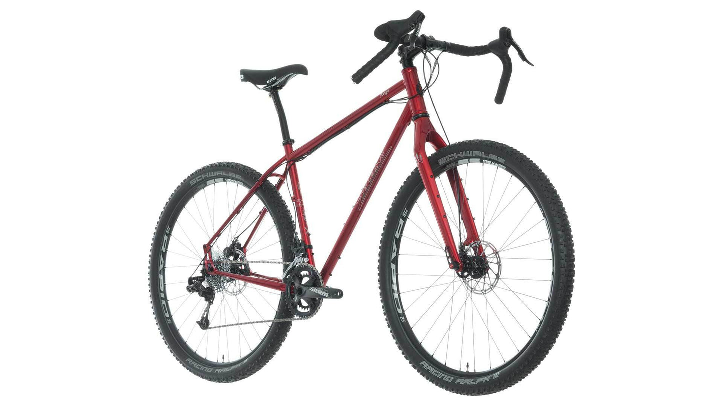 Salsa Fargo X9 bike red color front three-quarter view