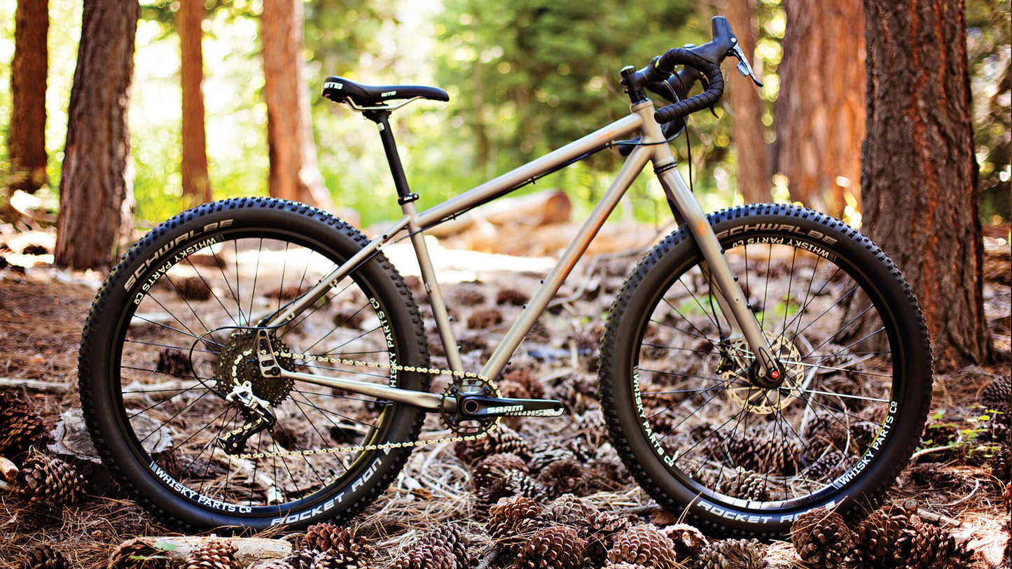 Salsa Fargo 27.5 Plus Rival bike side view outside in forest