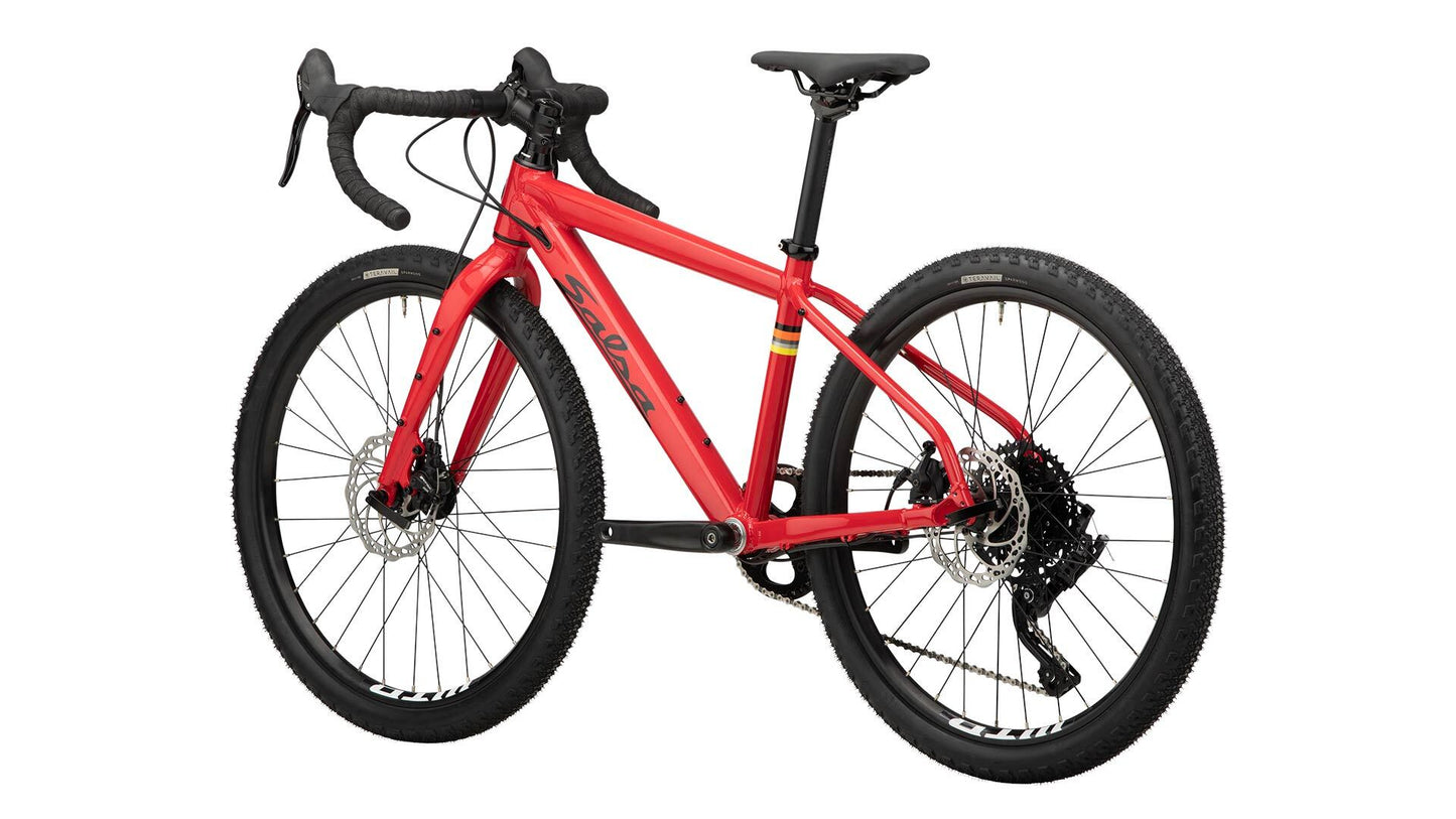Salsa Journeyman 24 bike red color rear three-quarter view