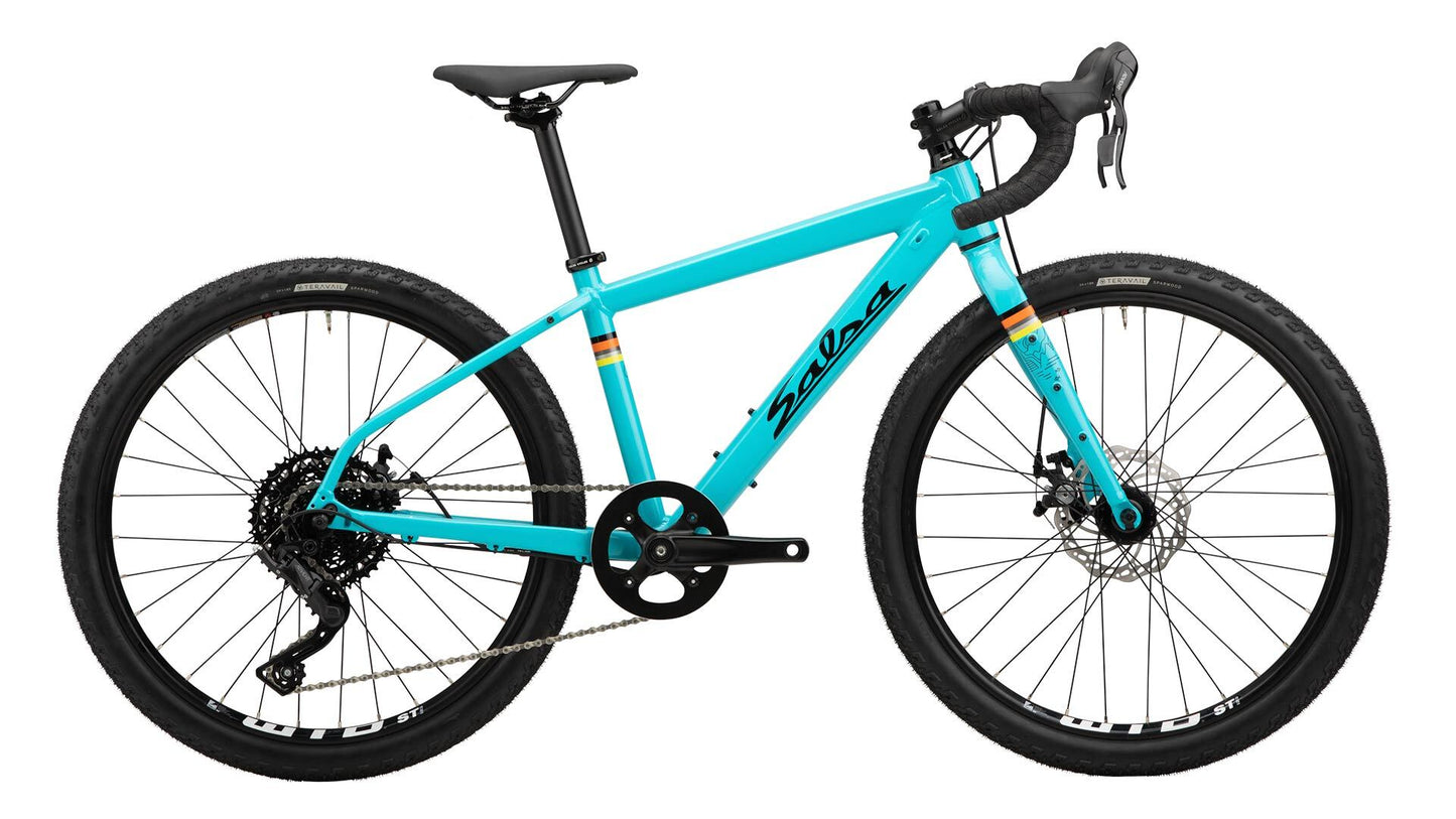 Salsa Journeyman 24 bike teal color side view
