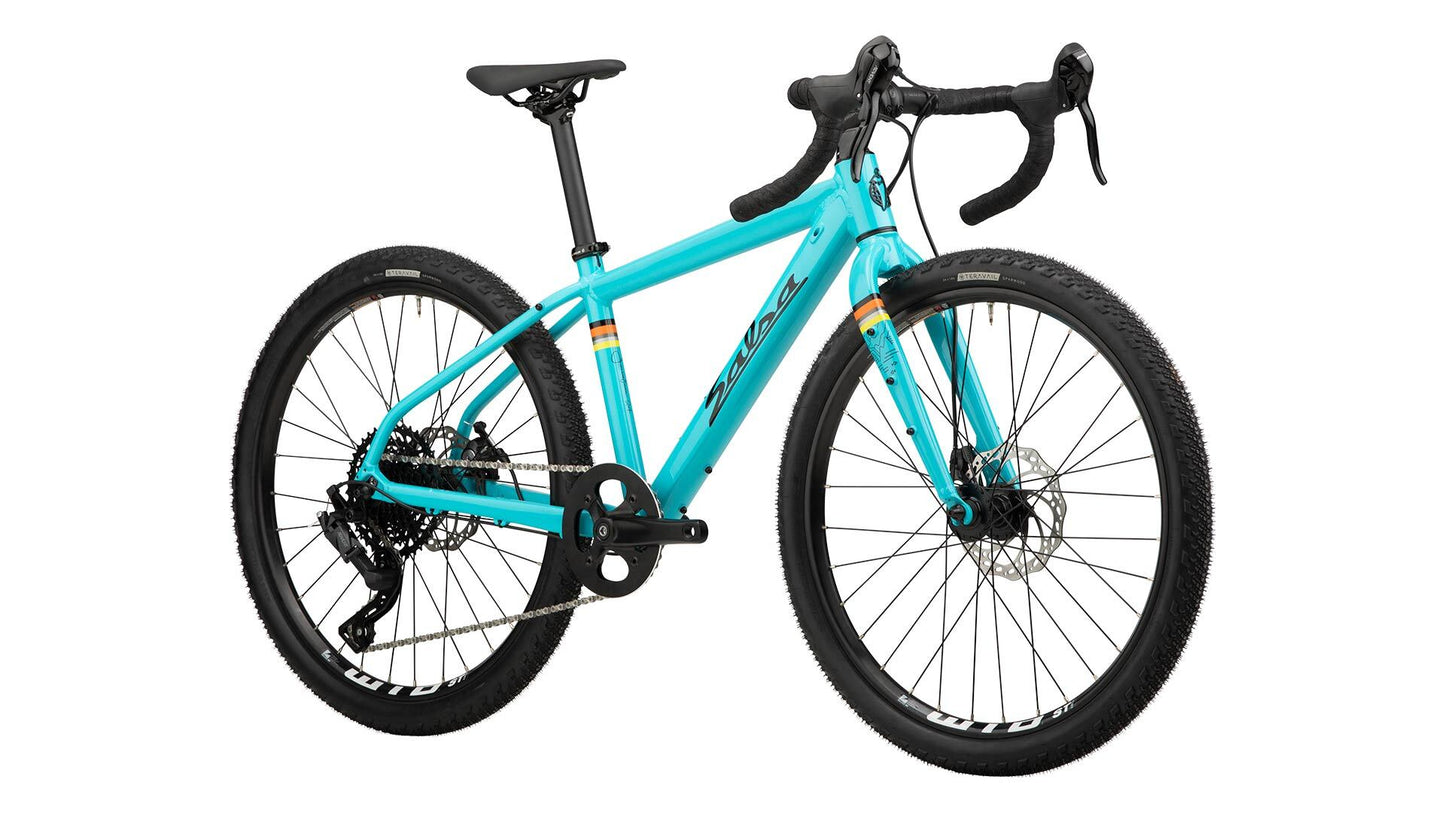 Salsa Journeyman 24 bike teal color front three-quarter view