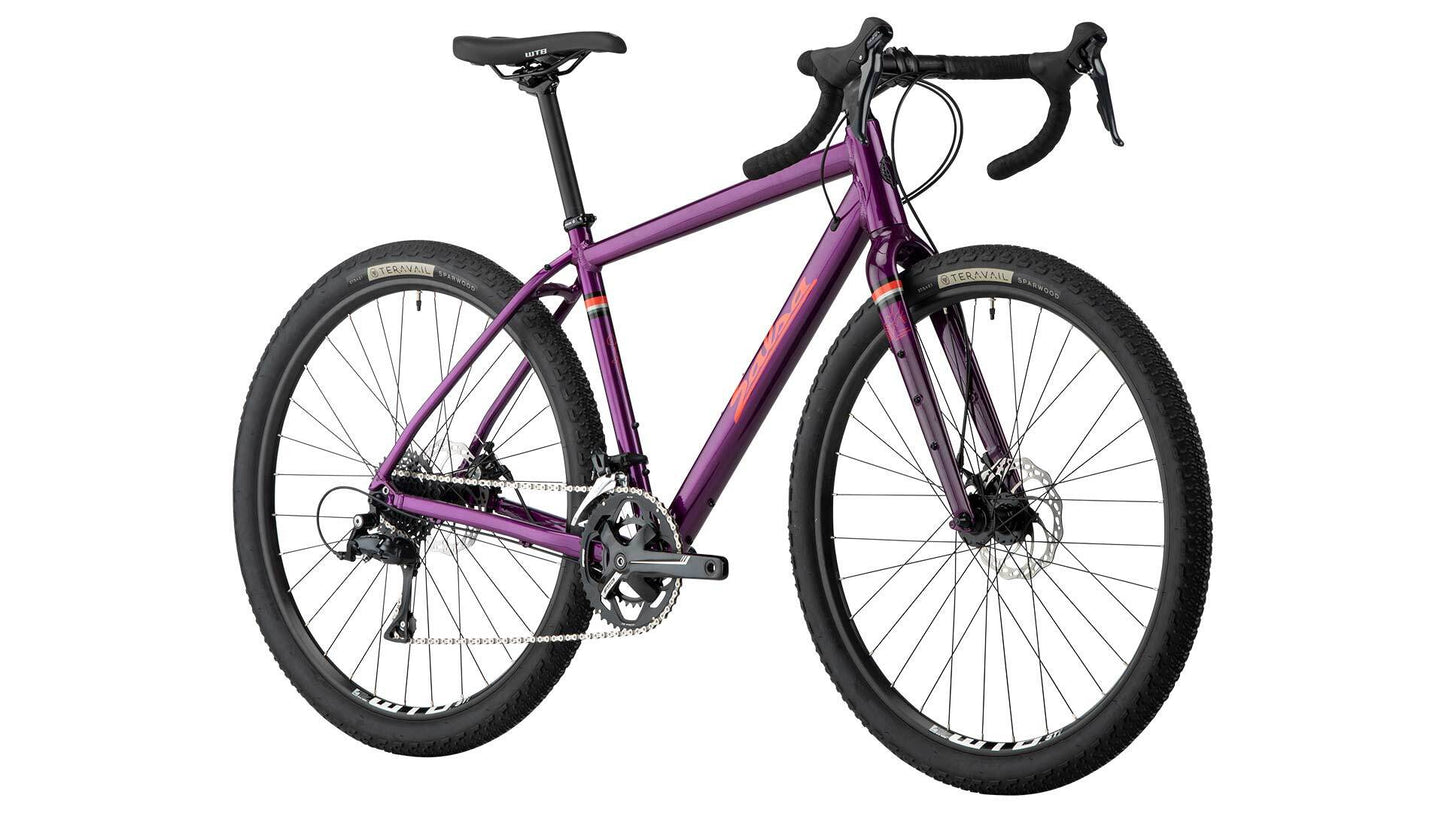 Salsa Journeyman Sora 650b bike purple color front three-quarter view