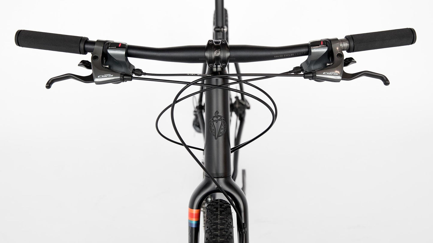 Salsa Journeyman Flat Bar Claris 650b bike front view black color