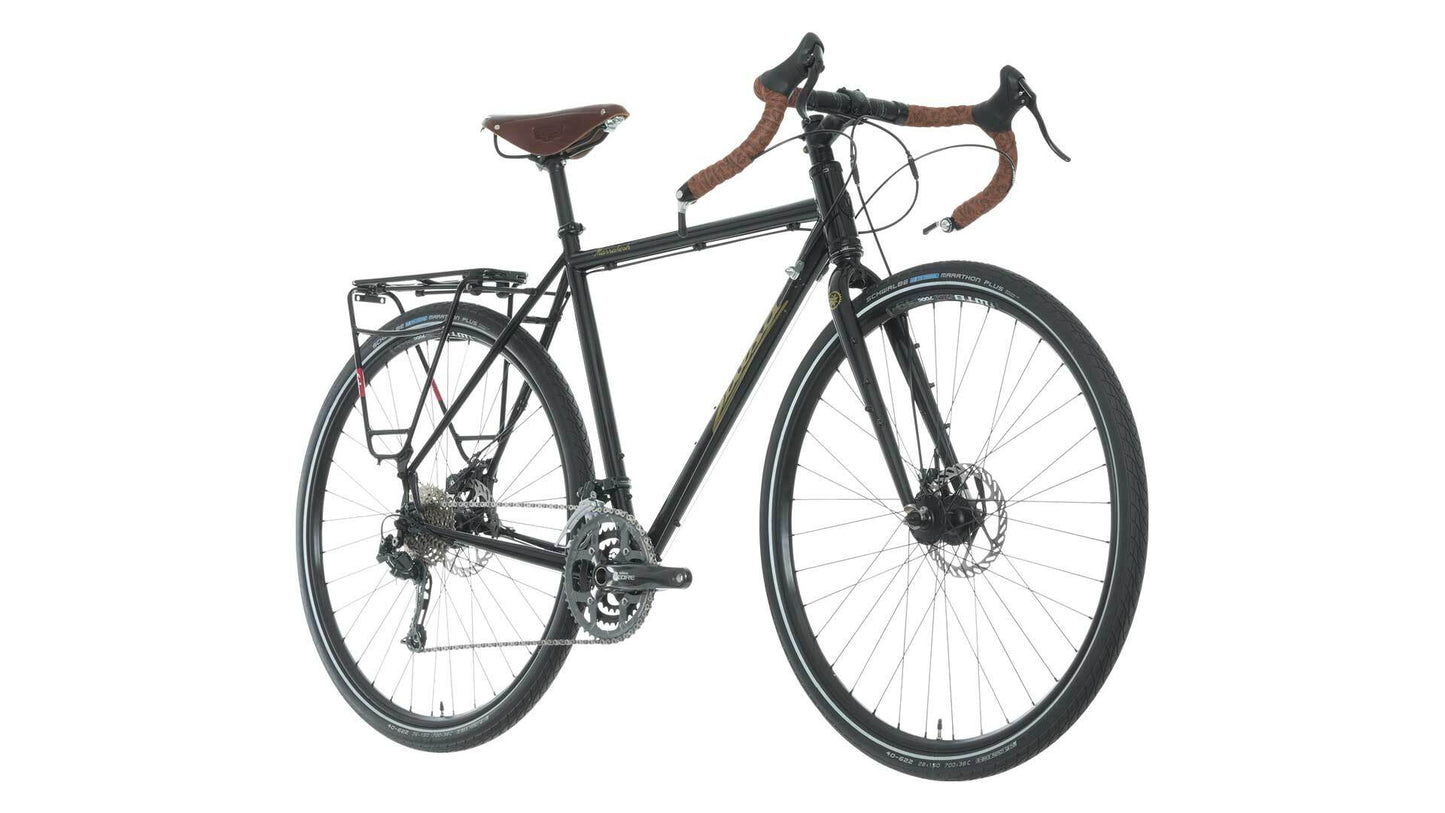 Salsa Marrakesh Drop Bar Deore bike black color front three-quarter view