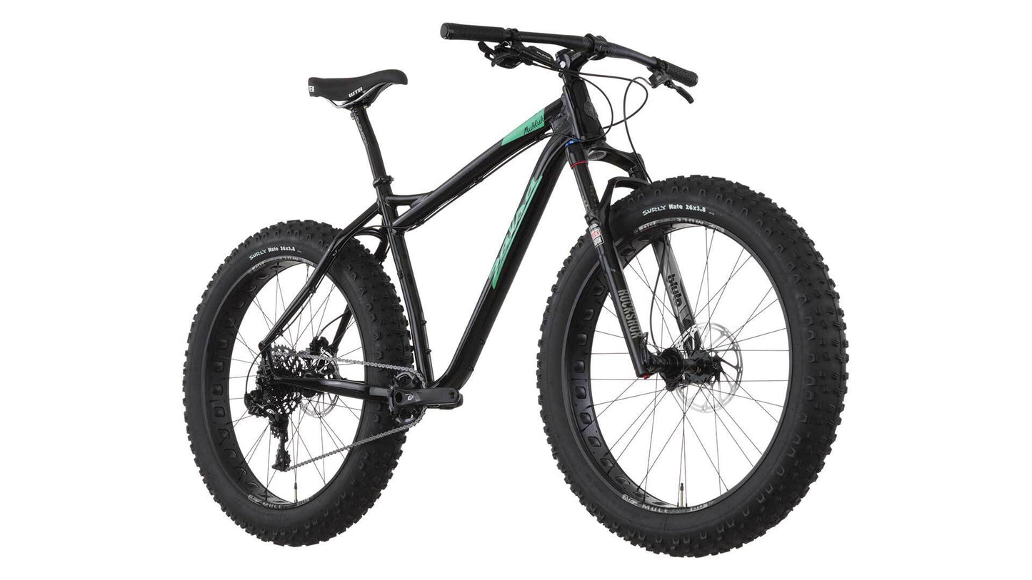 Salsa Mukluk SUS GX1 bike black color front three-quarter view