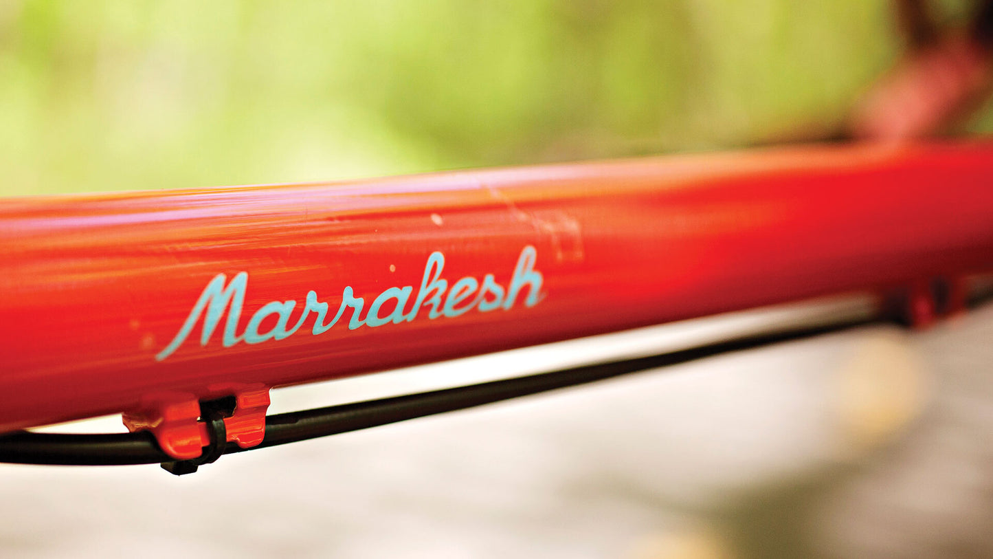 Salsa Marrakesh Deore bike orange color top tube decal focus