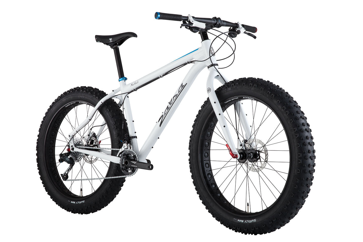 Salsa Mukluk 3 bike white color front three-quarter view