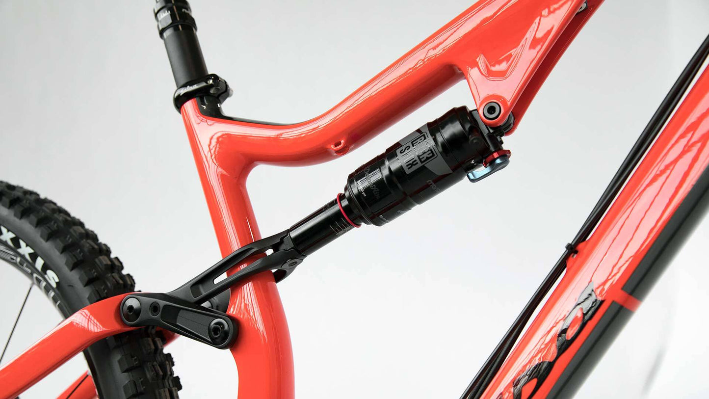 Salsa Redpoint Carbon GX Eagle bike red color rear shock area focus