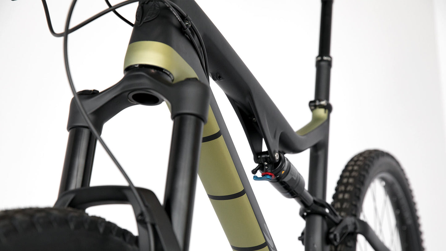 Salsa Redpoint Carbon SLX bike carbon and gold color front three-quarter view fork focus