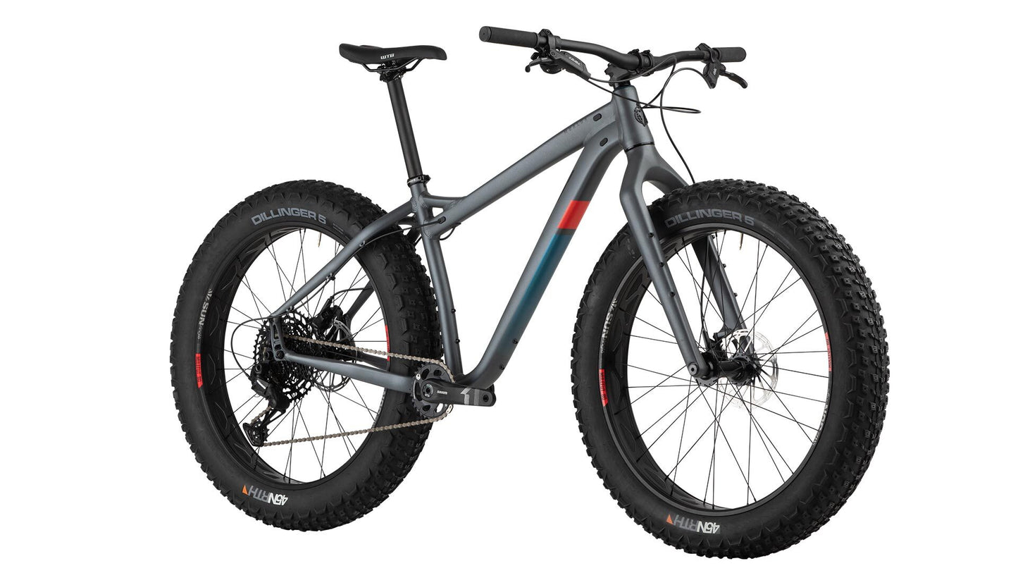 Salsa Mukluk SX Eagle bike gray color front three-quarter view