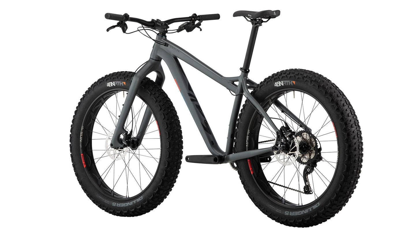 Salsa Mukluk SX Eagle bike gray color rear three-quarter view