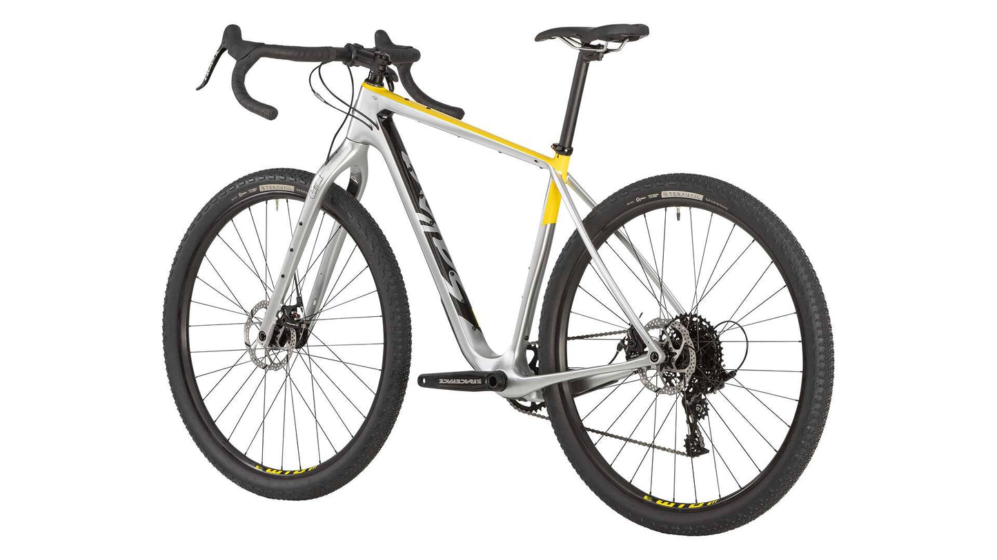 Salsa Cutthroat Carbon Apex 1 bike silver color rear three-quarter view