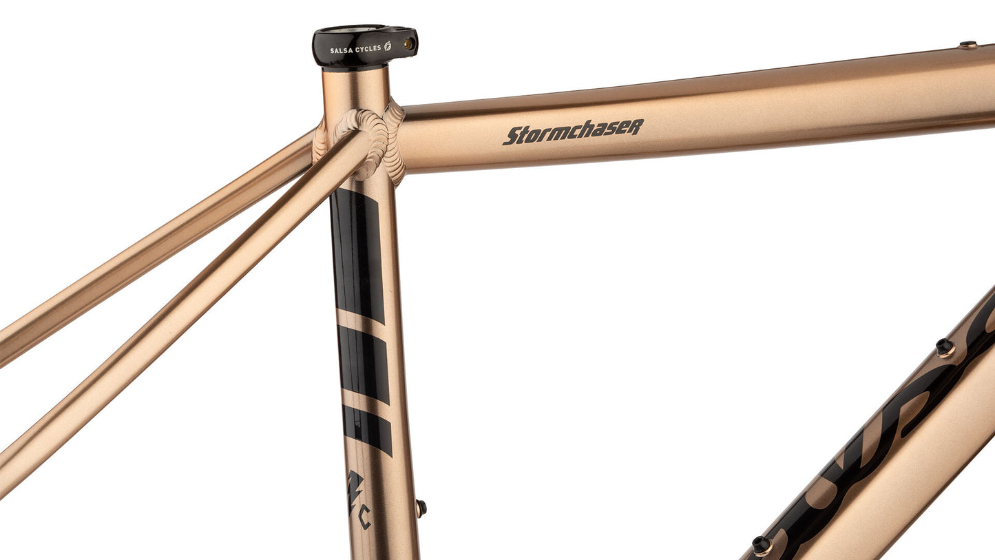 Salsa Stormchaser Frameset copper color top tube and seat tube area focus