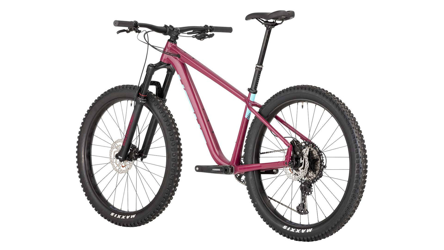 Salsa Timberjack XT 27.5 bike dark red color rear three-quarter view