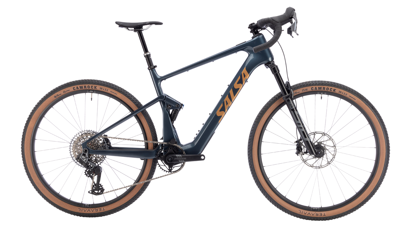 Salsa Wanderosa Rival GX AXS Full Suspension Ebike - Charcoal - Side view