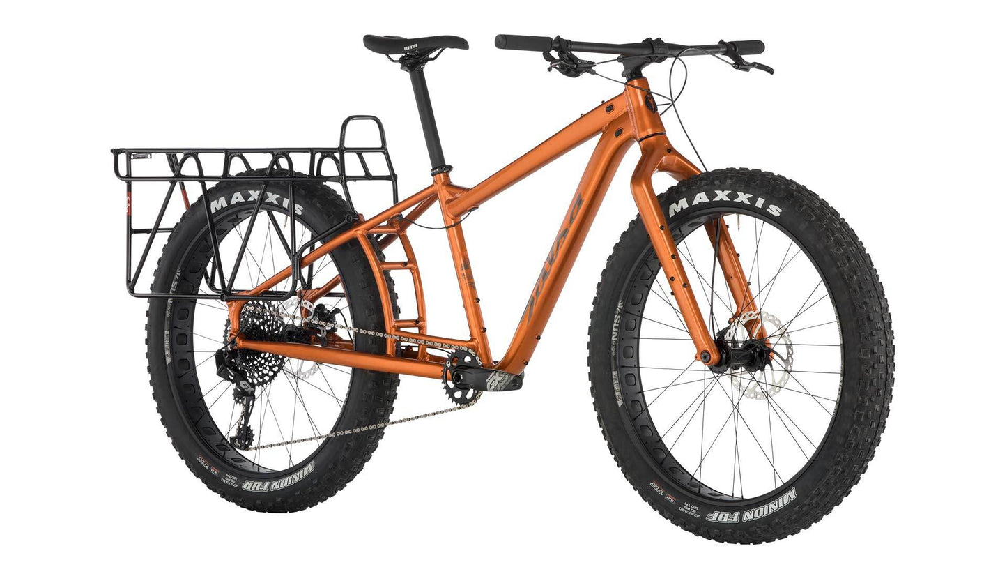 Salsa Blackborow GX Eagle cargo fat bike orange color front three-quarter view