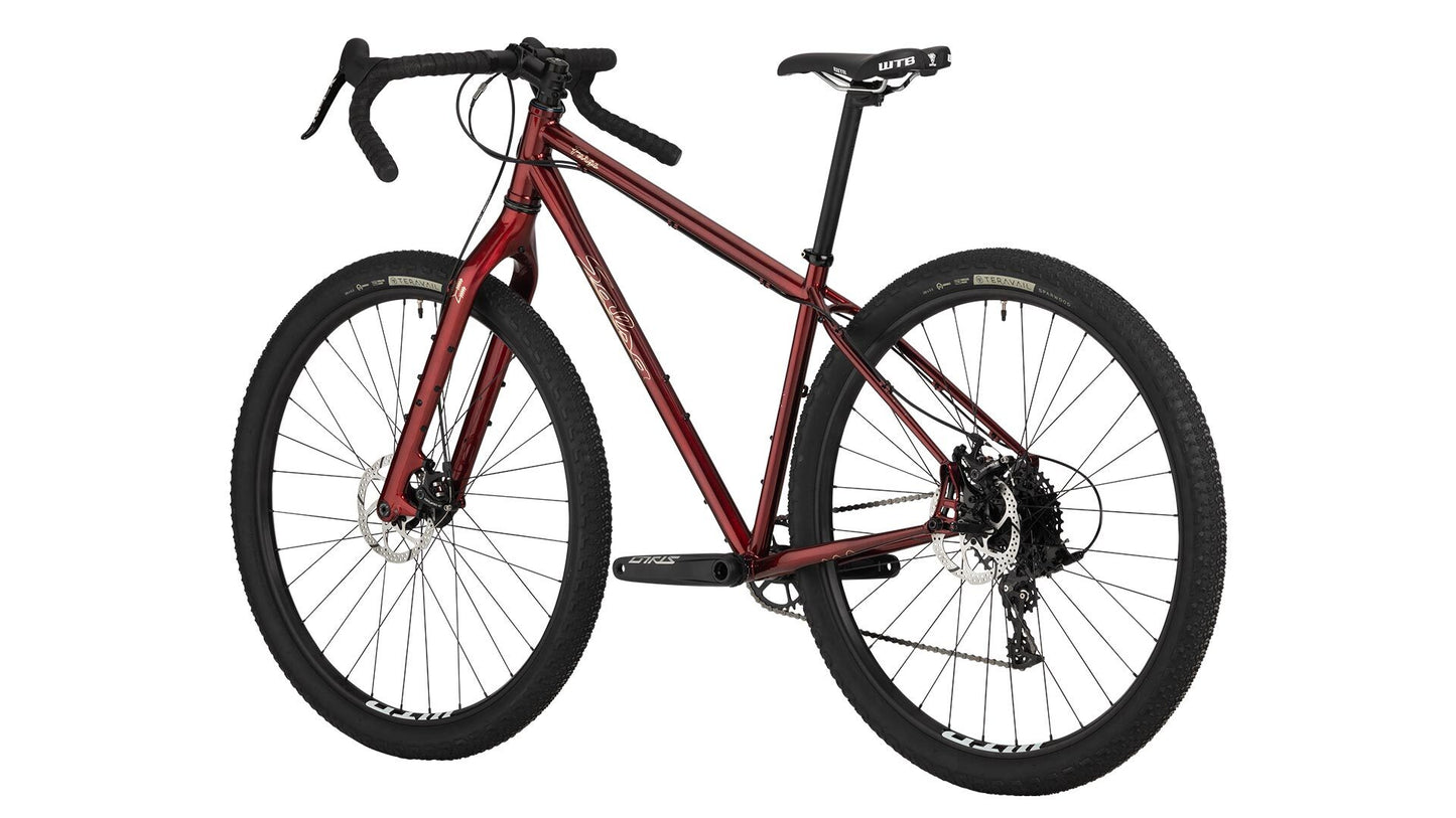 Salsa Fargo Apex 1 bike red color rear three-quarter view