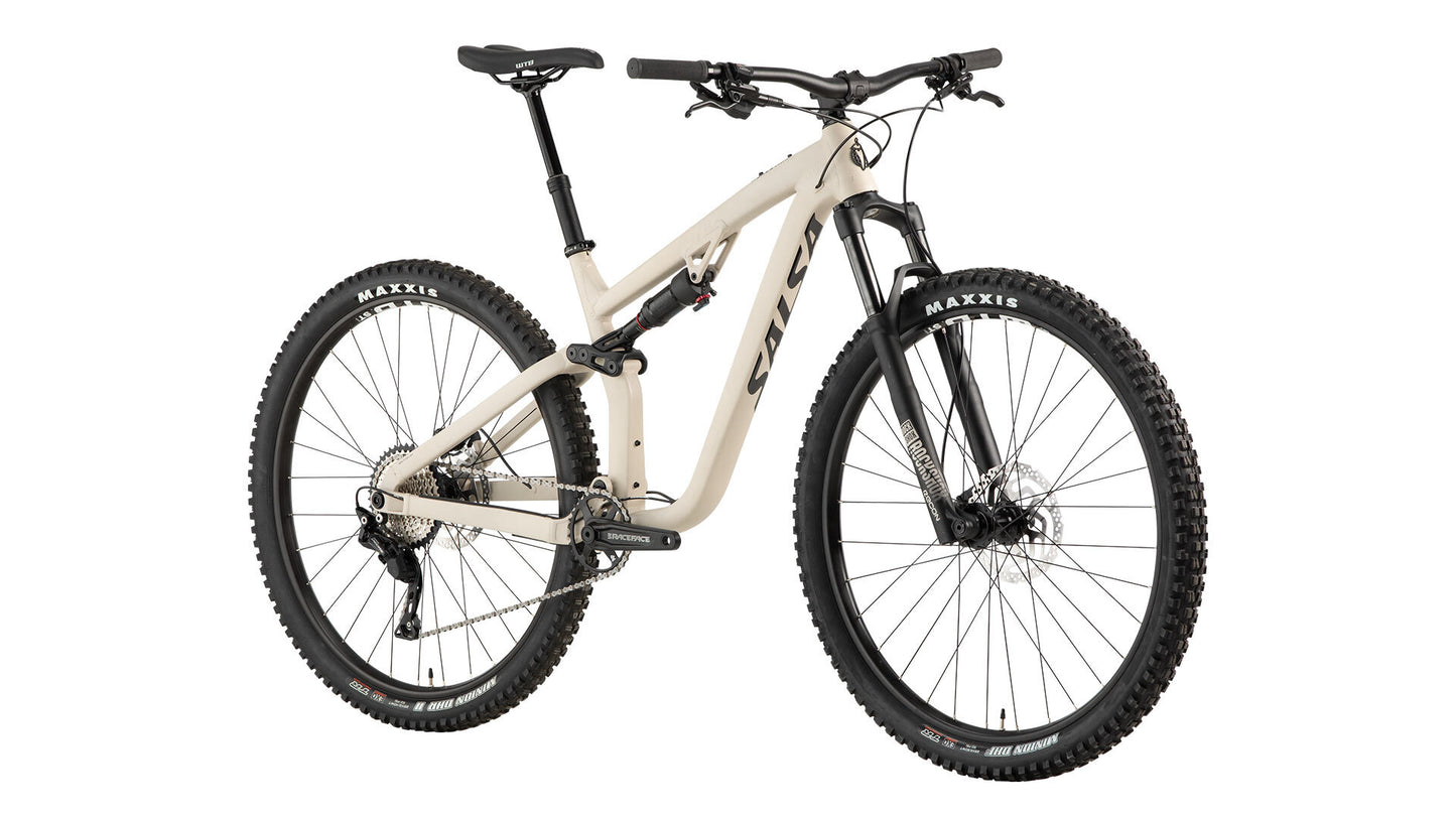 Salsa Horsethief Deore bike tan color front three-quarter view